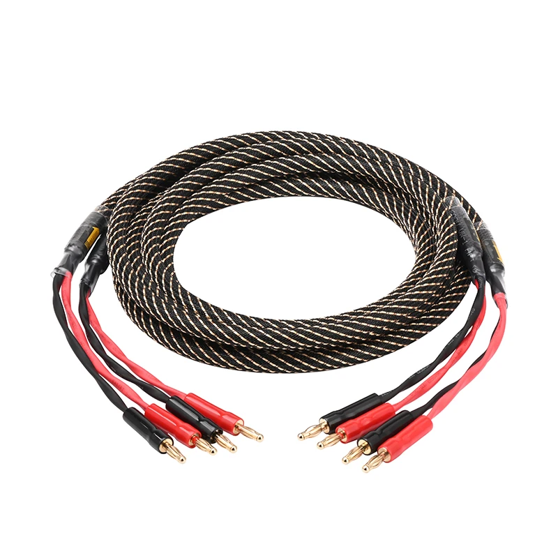 ATAUDIO Ein Paar HiFi-Audio-Lautsprecherkabel, hochwertiger 6N OFC-Kern mit Bananen- und Y-Stecker, Audiokabel für HiFi-Systeme, Verstärker 5