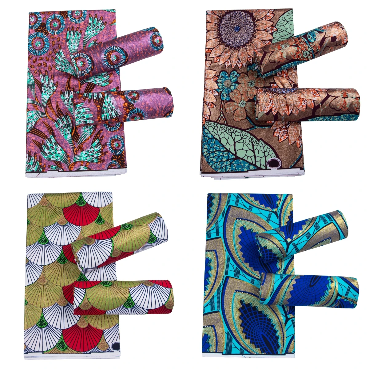 

African Fabric 100% Cotton Ankara Wax Print Fabric 6 Yards Cloth for Party Dress Shine Hot Stamping Sewing Tissu Craft