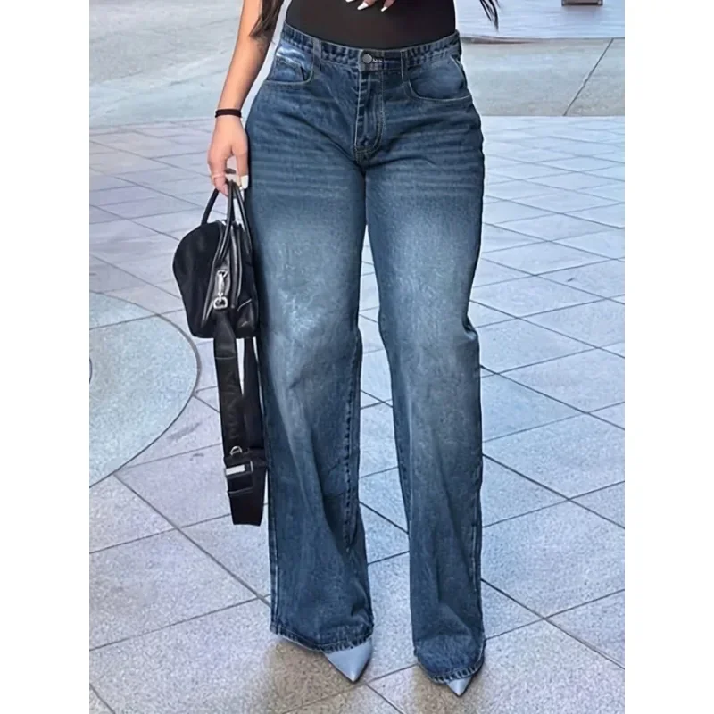 

2025 Women's Rigid Straight-Leg Denim - Relaxed Fit Floor-Length & Cross-Border Exclusive