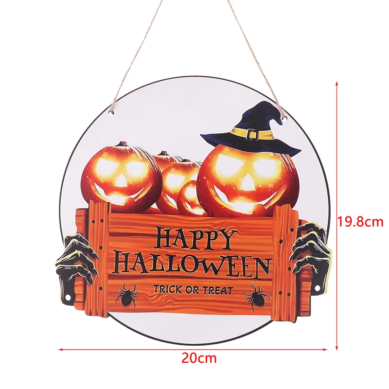 Halloween Wooden Sign Adequado para Festa, Abóbora com Chapéu, Decoração do feriado