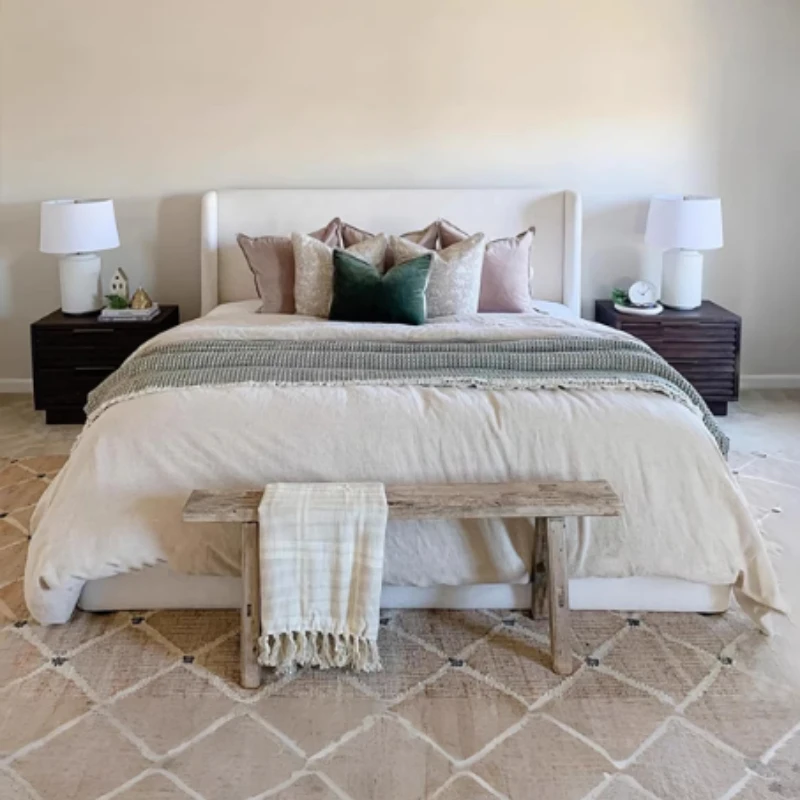 

150x200cm Soft Backrest Double Bed Headboard Teen Girls Queen Size High Double Bed Marriage Storage Adult Bedroom Furniture Sets