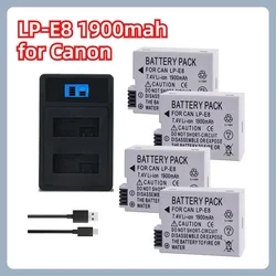 LP-E8 1900mah 7.4V LP E8 Batteries LED Dual Charger set for Canon EOS 550D 600D 650D 700D X4 X5 X6i X7i battery