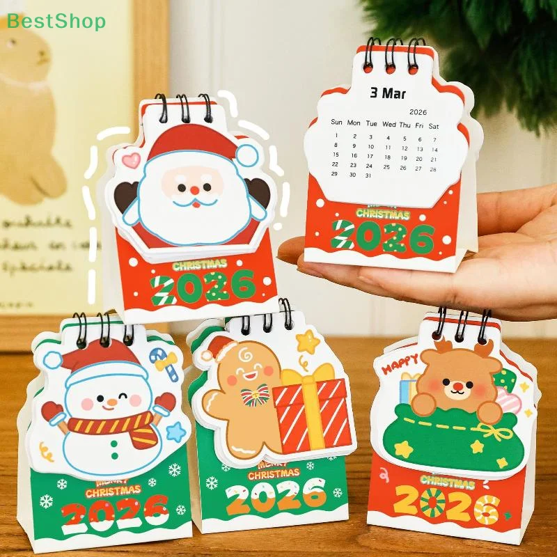 2026 Christmas Desk Calendar Mini Cartoon Cute Patterns Table Calendar Creative Desktop Decoration Daily Planning Small Monthly