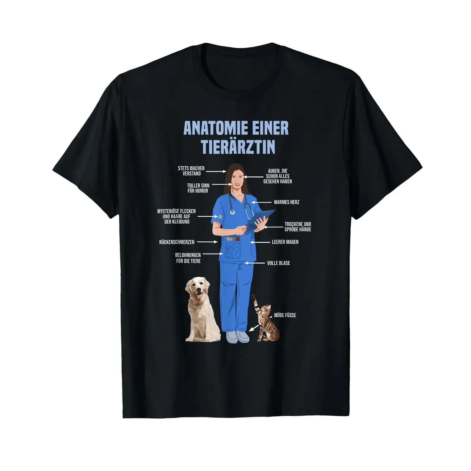 Veterinary Medicine for Women Anatomy of a Female Veterinarian T Shirt vintage Washed graphic Stretched homme Soft Casual