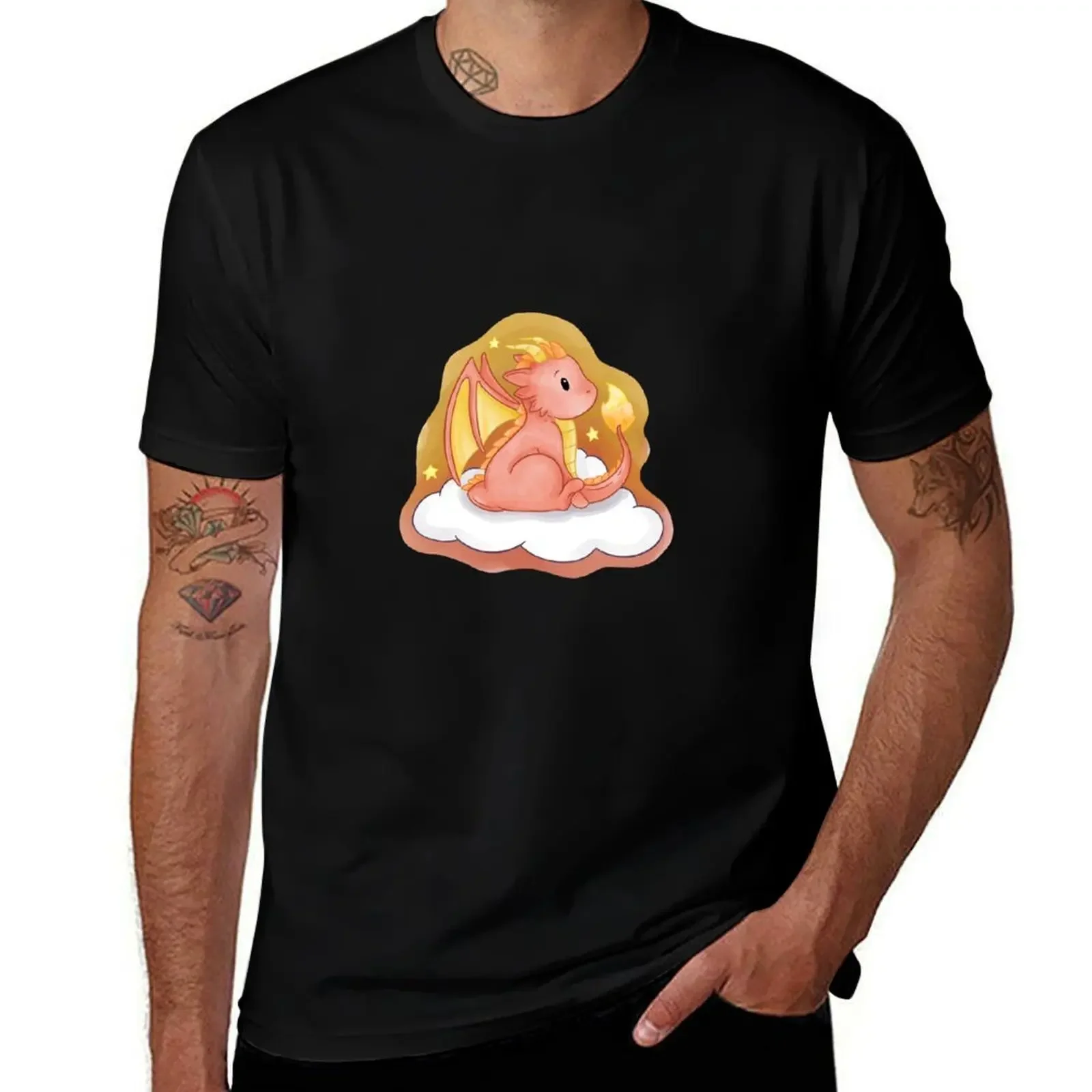 

Cute Fire Dragon Whimsical Fantasy Art T-Shirt plus sizes luxury designer mens t shirt