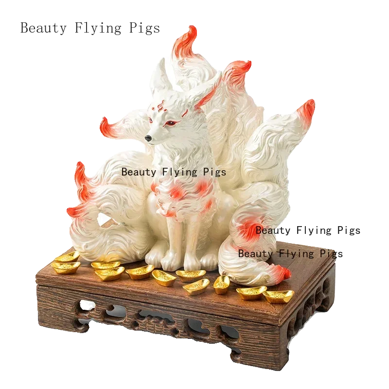 1 قطعة الحلي الثعلب ذو الذيل تسعة محظوظ الثعلب الصغير تمثال بوذا سطح المكتب الديكور الحرف هدية عيد ميلاد اكسسوارات ديكور المنزل #1