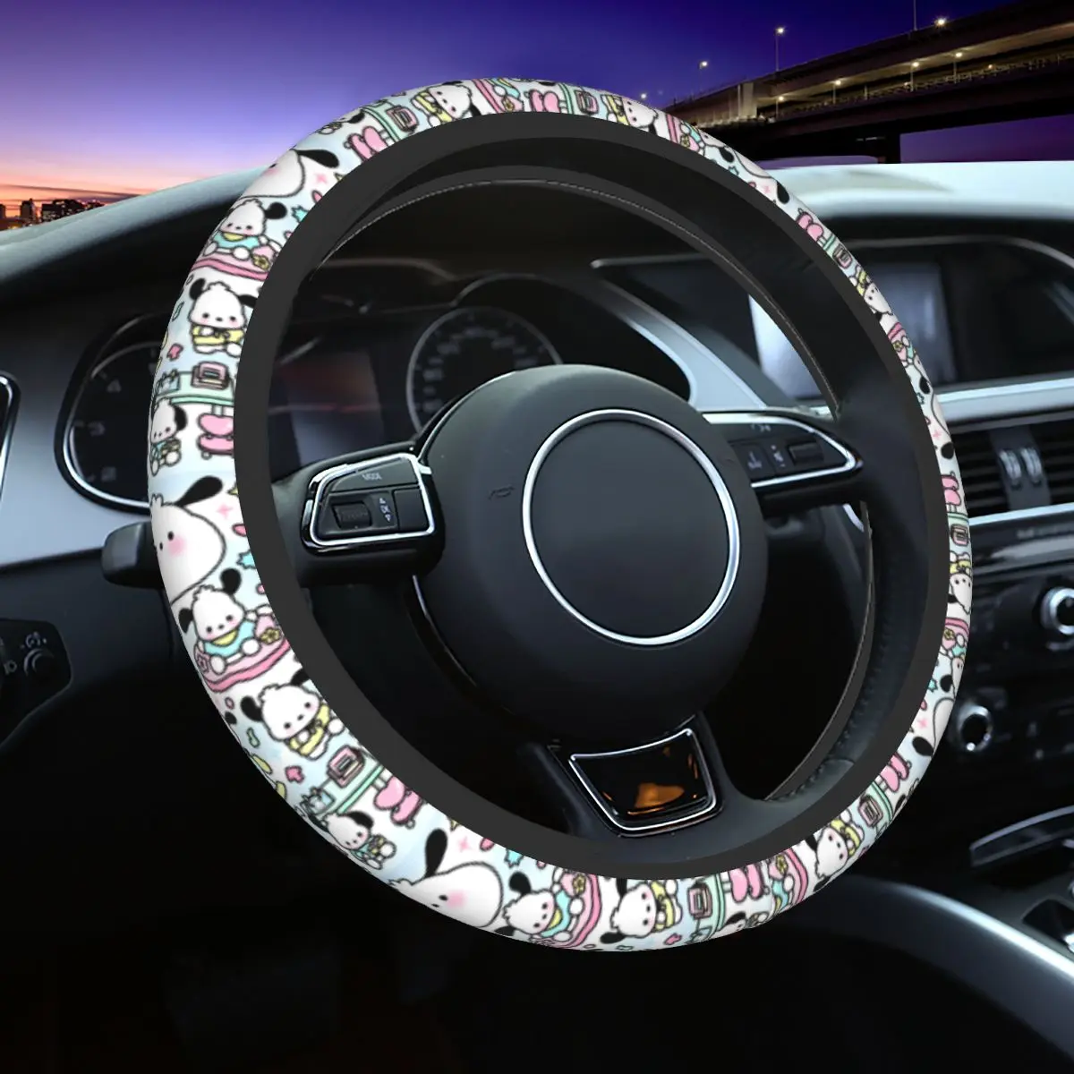 Sanrio Character Car Steering Wheel Cover 38cm Anti-slip Elastische Car-styling Interior Accessories