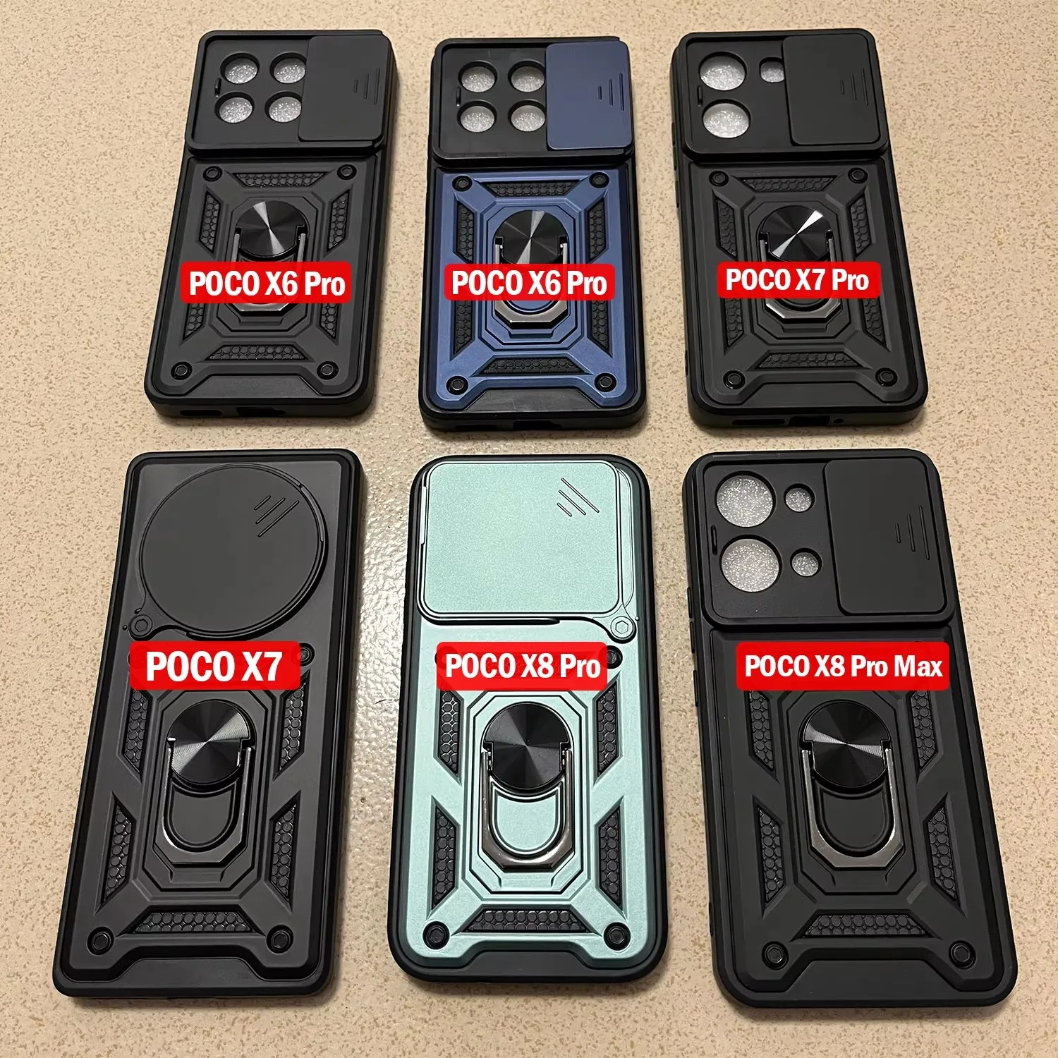 Capa For POCO X8 Pro Max X7 X6 Pro 5G Case Armor Slide Camera Lens Protection Cover for Xiaomi POCO X8 Pro Ring Stand Funda