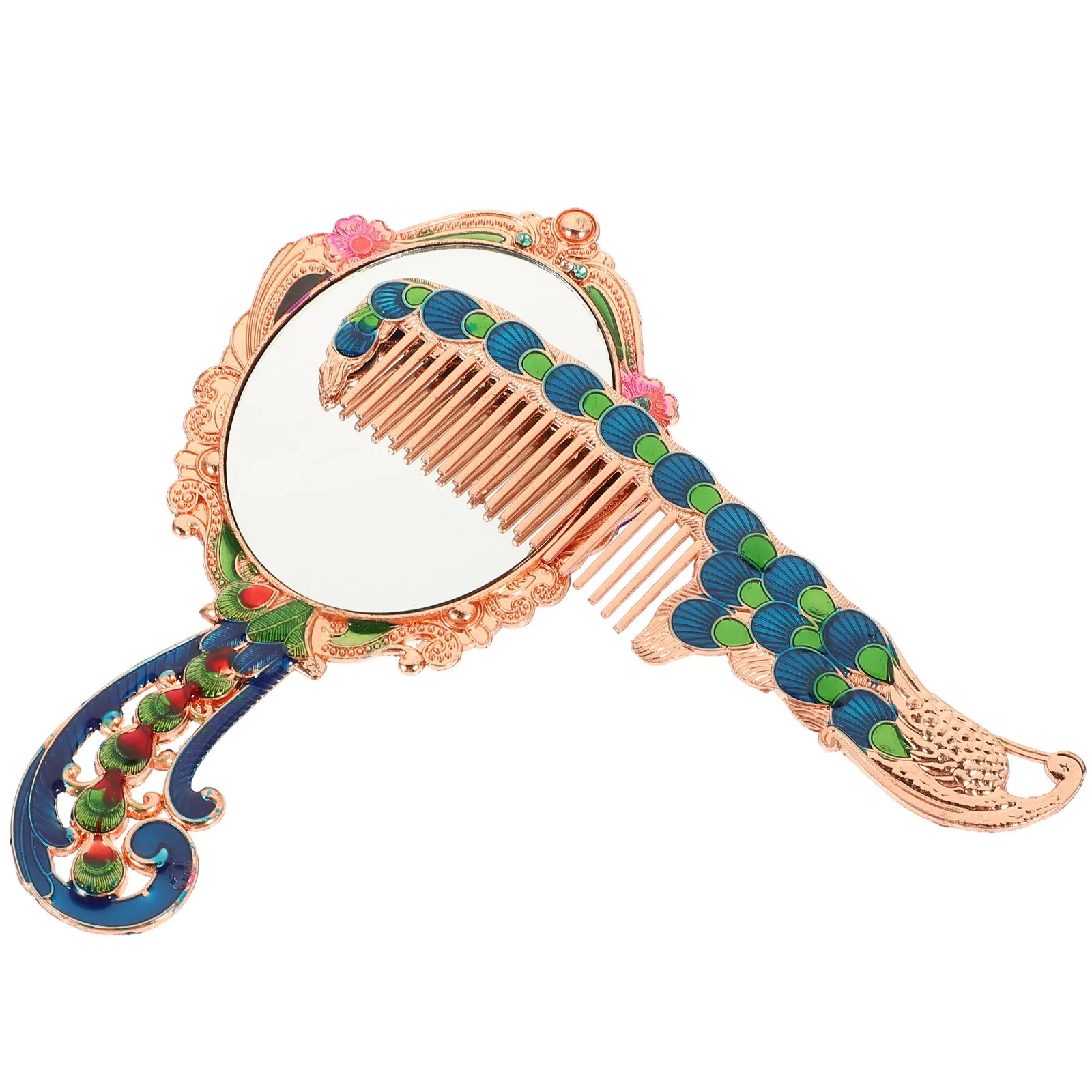 

2Pcs Metal Vintage Makeup Mirror and Comb Set Retro Compact Mirror for Touch Ups Perfect Gift for Friends Family on Go