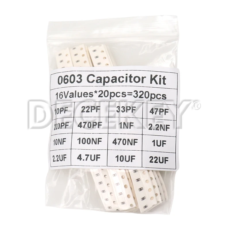 320PCS 720PCS 0603 0805 1206 SMD Capacitor Assorted Kit 16/36/50Values 1PF - 10UF Capacitance Set 100NF 0.1UF 1UF 2.2UF 4.7UF