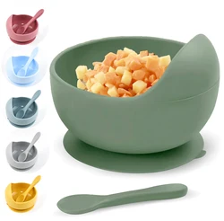 Cuenco de silicona para bebé, tazón de Caracol de entrenamiento, juego de ventosa anticaída con cuchara, vajilla de alimentación para niños