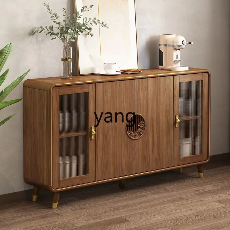 LTT new Chinese side cabinet solid wood locker living room wall multi-functional tea cabinet
