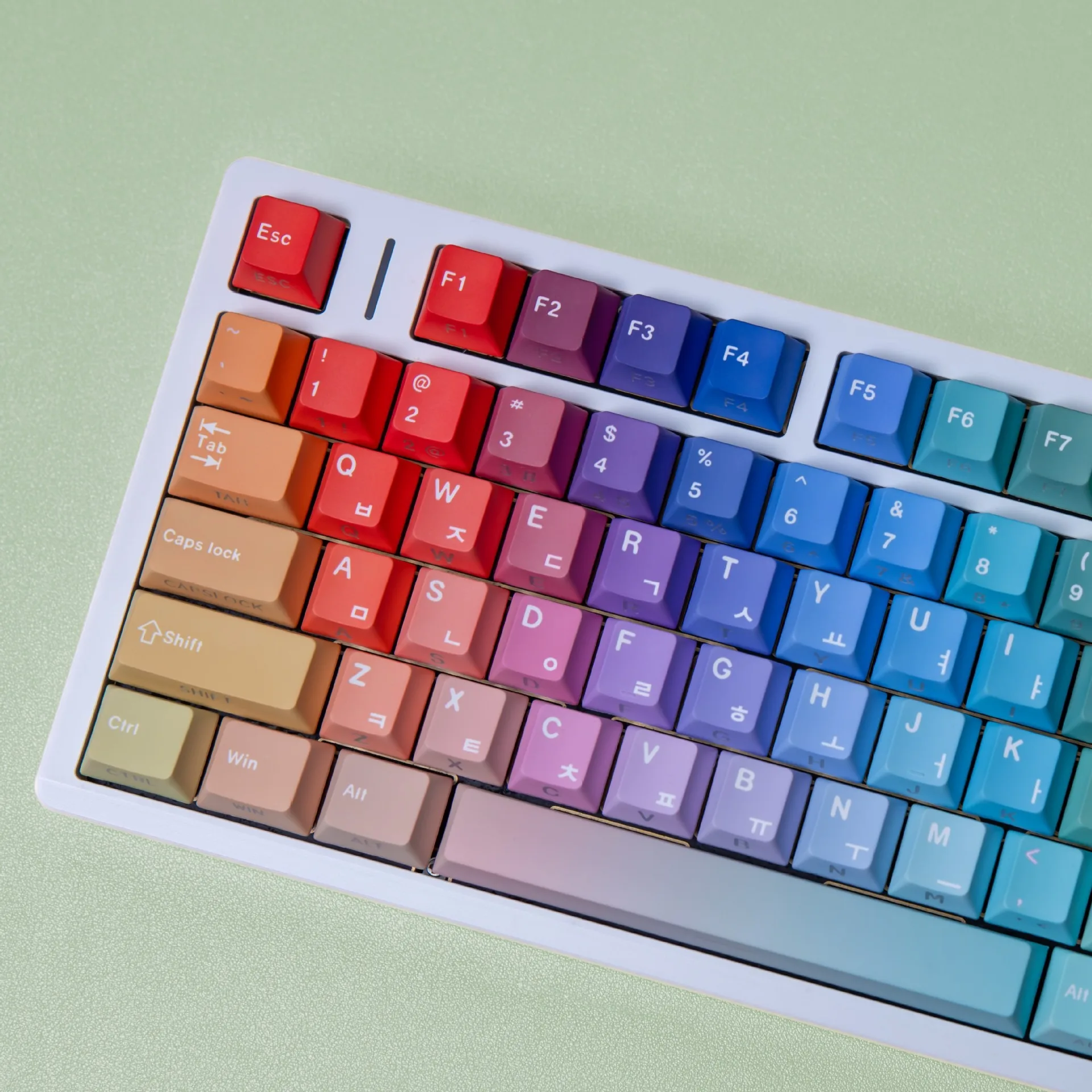 

Gradient Mechanical Keyboard Keycaps Korean Japanese Russian Spanish French German Arabic Cherry Profile PBT Side Printed Keycap