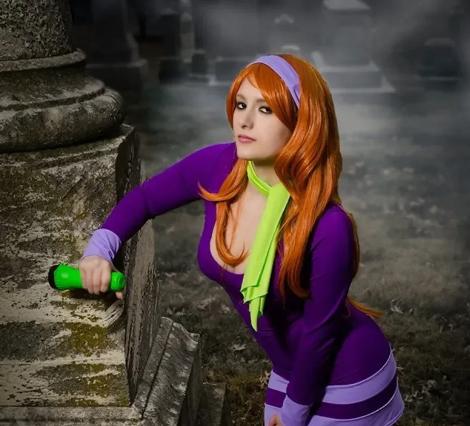 Daphne Cosplay Orange Wig Women's Long Hair Wig Hallowen Carnival Party Role Play Accessory
