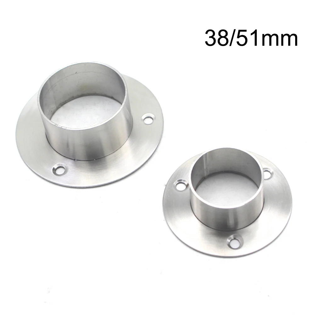 Stainless Steel Flange Bracket For Wardrobe Curtain Cloth Rod Seat Round Connection Tube 19 22 26 33 38 51mm Household Furniture