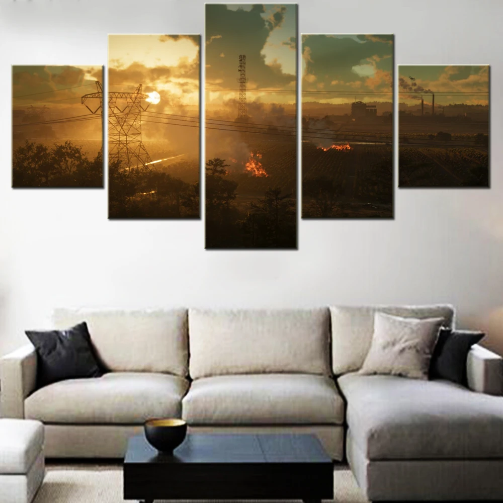 5 Pieces Canvas Wall Arts Poster Painting Games Boobie Landscape Wallpaper Home Decor Picture Printing Living Room Mural Artwork