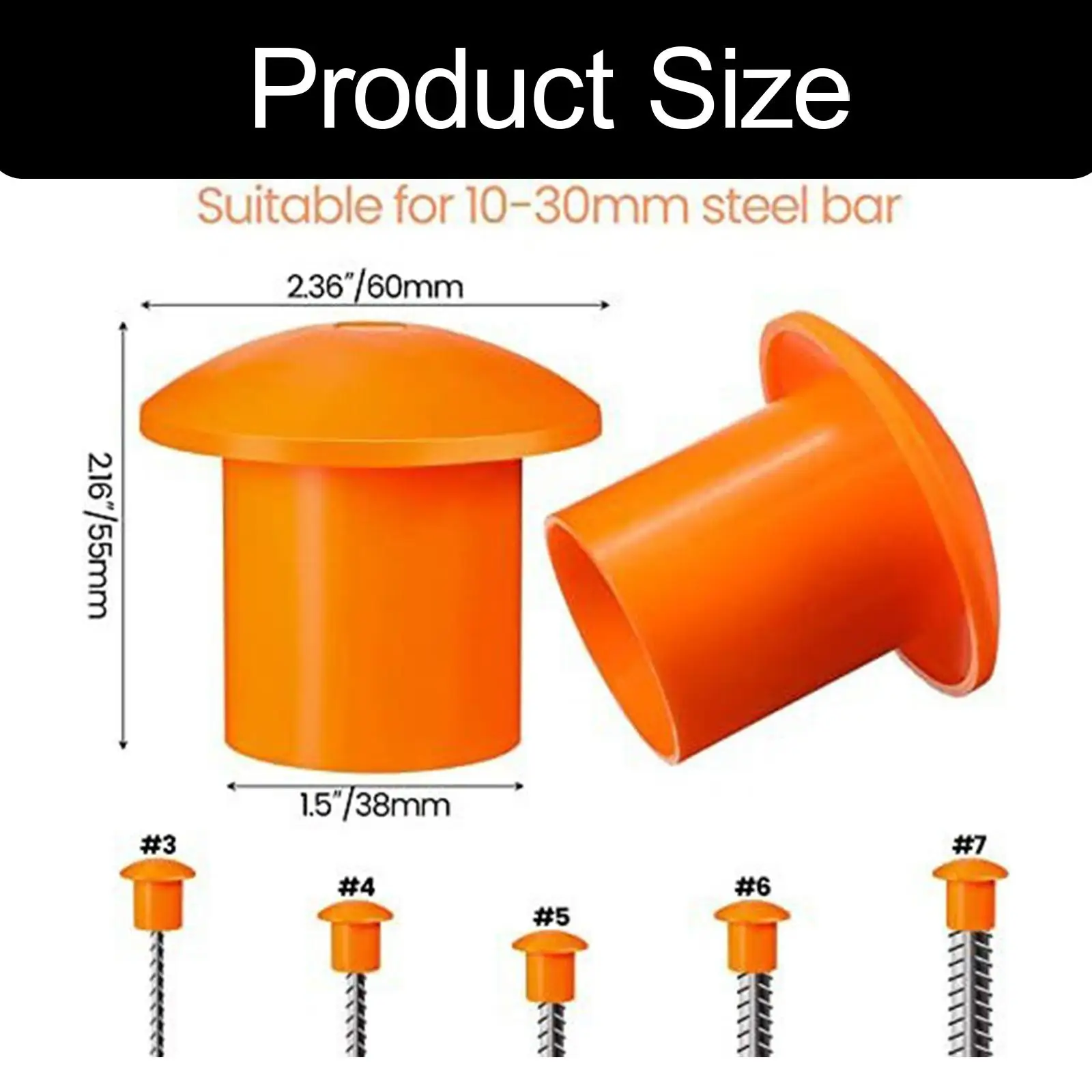 

100 Pieces Rebar Caps Enhanced Visibility High Strength Construction Practical Universal Steel Rod End Caps Protection Portable