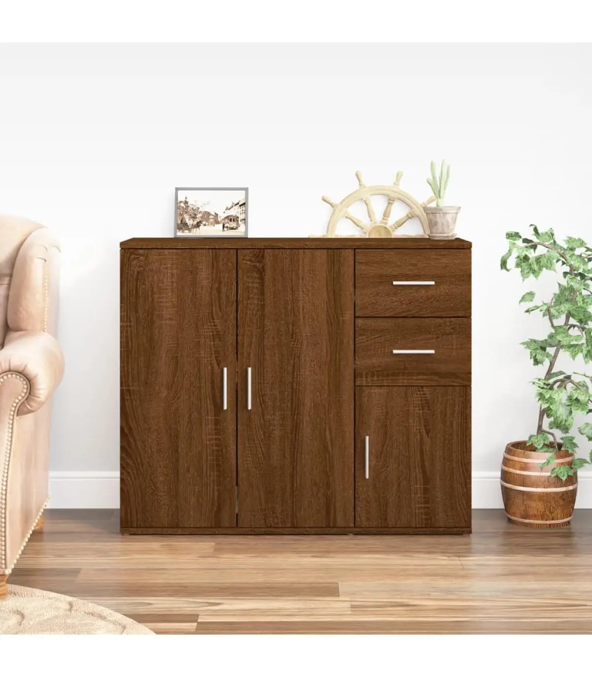 Sideboards brown oak plywood 91x29,5x75 cm