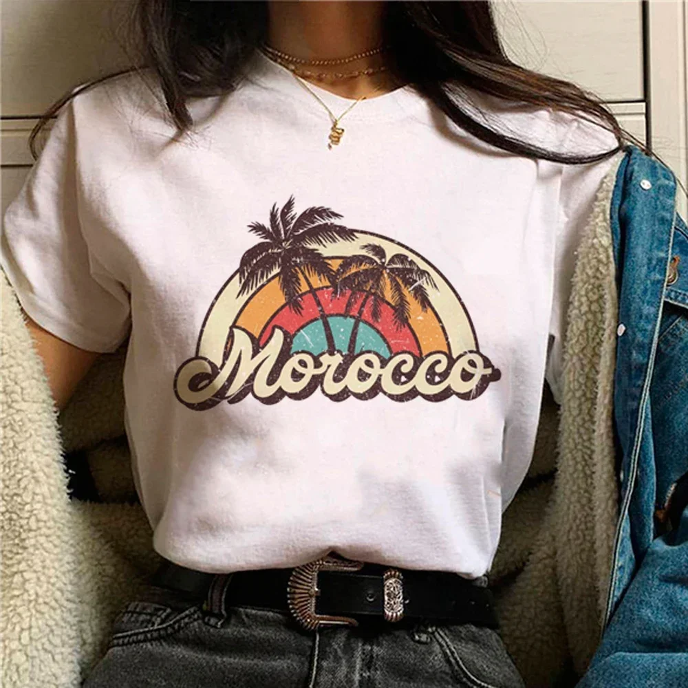 Morocco Top Women Manga T Shirt Girl Harajuku Funny Clothes Summer Short Sleeved Harajuku Streetwear Tops Tees Aesthetic Clothes