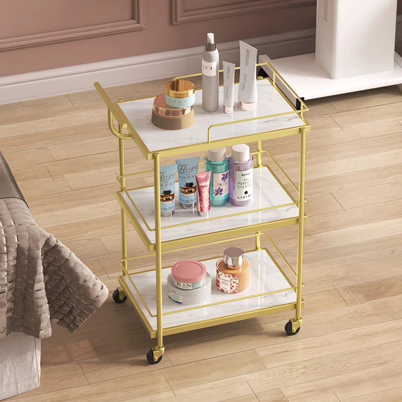  Light Luxury Beauty Salon Cart Nail Salon Mobile Tool Trolley Multipurpose Home Bathroom Storage Stylish Utility Salon Elegant