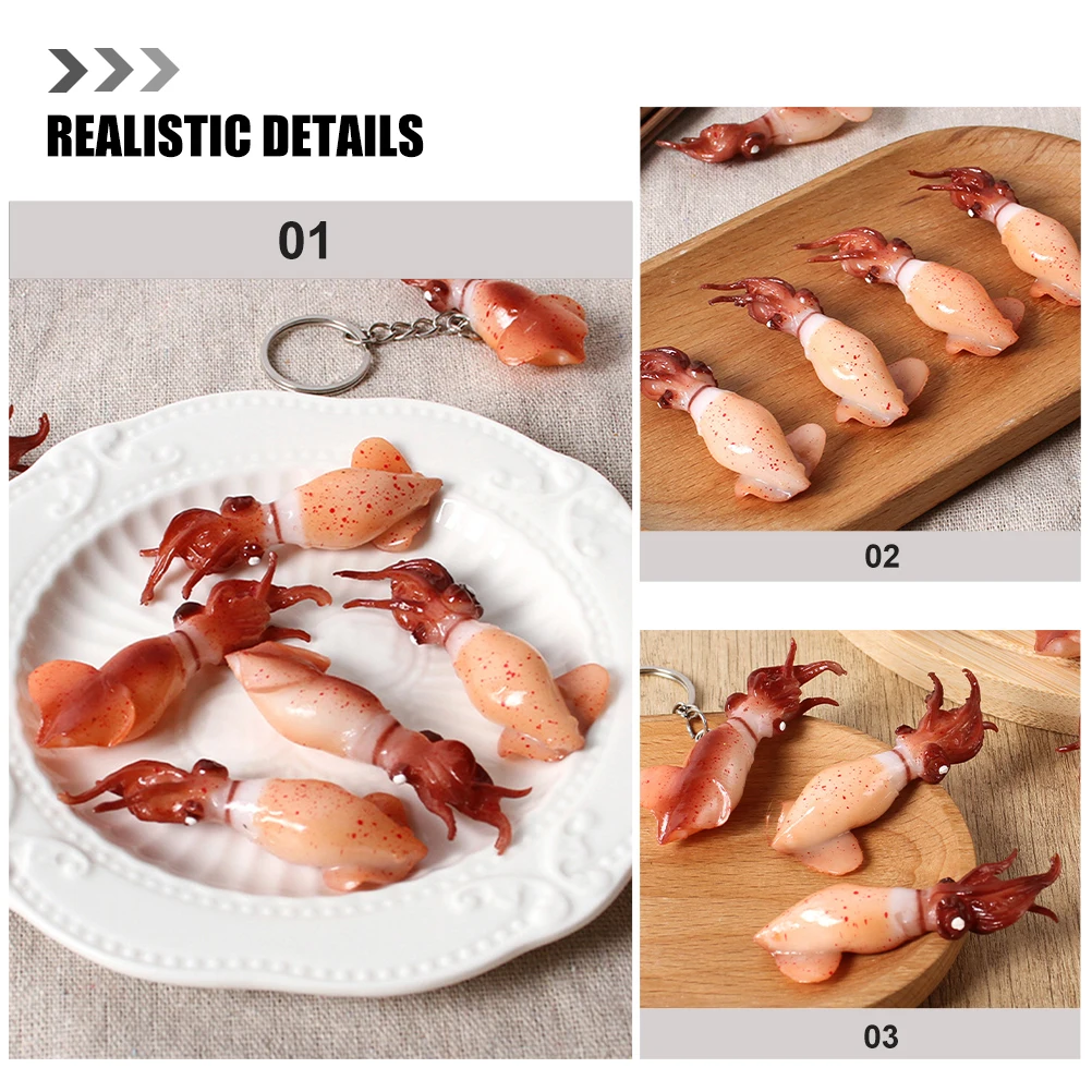 

4 Pcs Simulation Squid Figurine Fake Food Decor Realistic Models Lifelike Animal Artificial