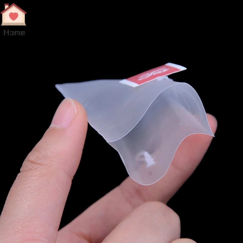 100Pcs Transparent Nylon Teabags Empty Tea Bags Disposable Nylon Tea Bags with String Heal Seal Filter Bag