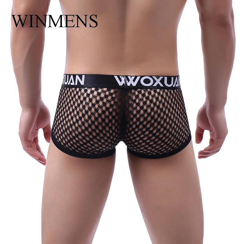 الكبار الرجال انظر الداخلية شبكة صيد السمك جذوع القصاصات شبكة شير مثلي الجنس مثير سراويل داخلية للرجال الصلبة مطاطا سيسي مضحك سراويل