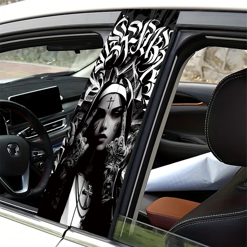 2pcs car B-pillar stickers Tattooed Nun Scratch resistant personalized stickers view 6