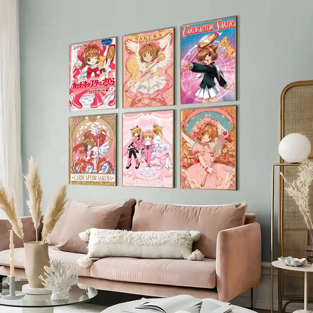 Anime C-CardcaptorS S-Sakura Kawaii klassische Vintage-Poster, Whitepaper-Drucke, Poster, Kunstwerke, Kawaii-Raumdekoration
