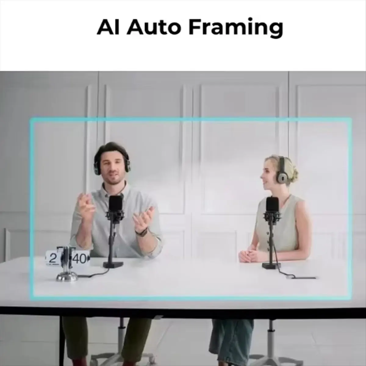 Microfoni omnidirezionali doppi con webcam 4K alimentate da AI stabili con riduzione del rumore e controllo automatico del guadagno Messa a fuoco automatica veloce