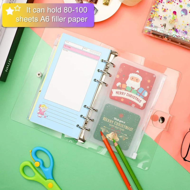 투명 소프트 PVC 6 링 바인더 커버, 노트북 바인더 커버, 라운드 링 투명 바인더 커버, A6 보호대, 2 개