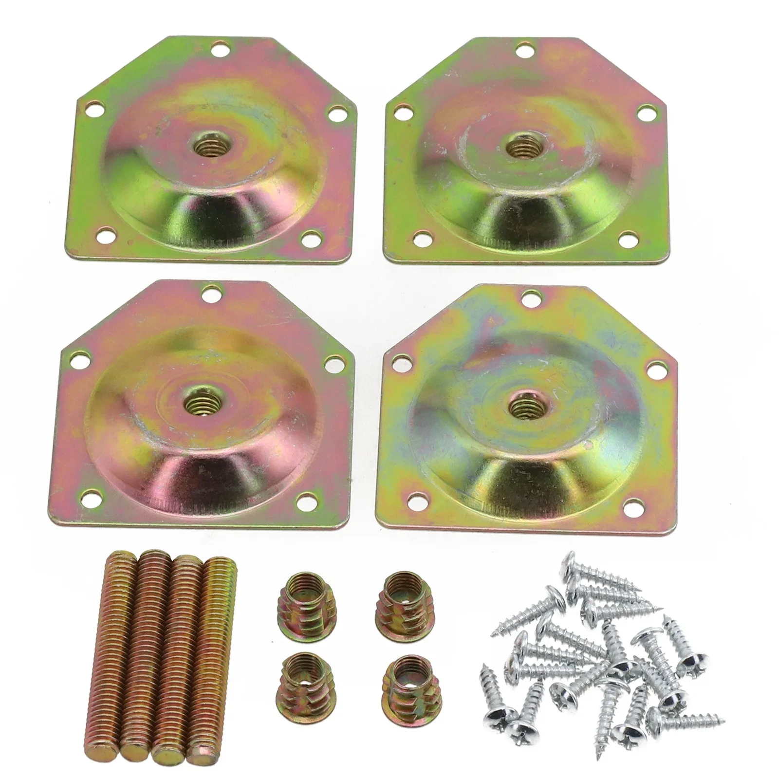 

Galvanized Iron Angled Wood Legs Fixing Plate Bracket, Set of 4 with Screws, Ensures Stable Connection for Wooden Leg Assembly