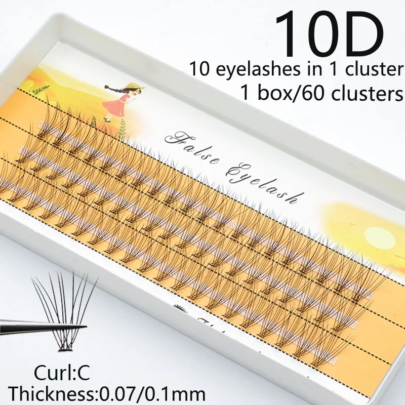 10D Mink Eyelash 1 Box/60 Bundles Natural Eyelash Extension 3D Russian individual Cluster Makeup Tool False eyelashes Wholesale