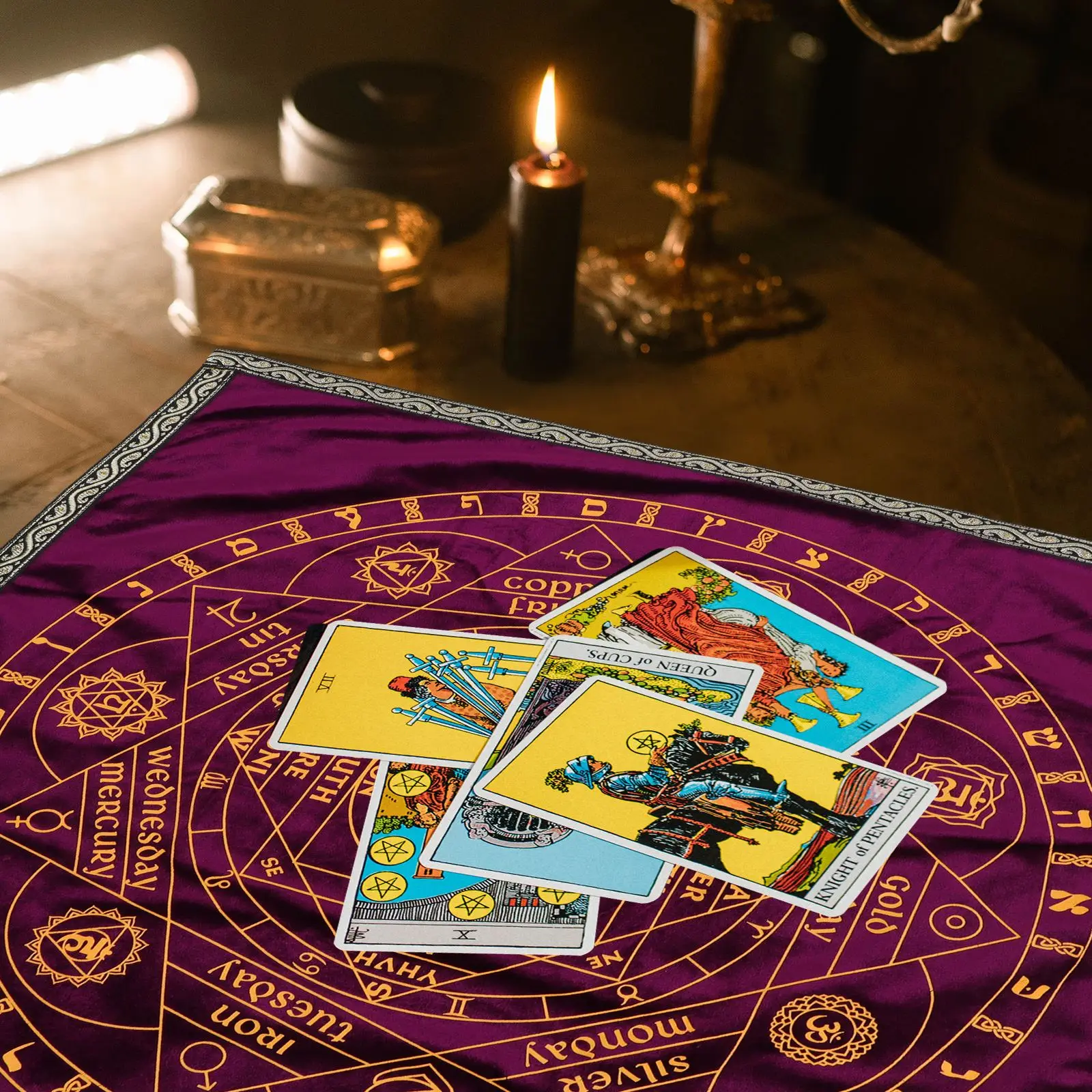 

1pc Constellations Tarot Card Tablecloth Velvet Divination Altar Cloth Board Game Fortune Astrology Oracle Card Pad Tarot Decks