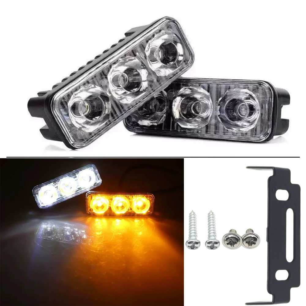 2pcs Car Daytime Running Light 5630 Chipset 3 SMD LED Day Light High Bright Car Light 12V Waterproof White DRL Moto Lamp