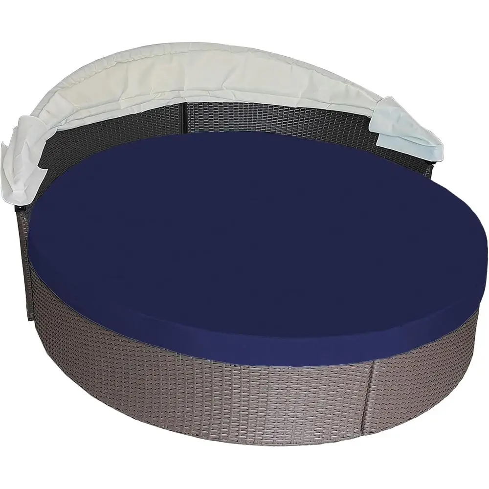 Round Outdoor Daybed Cushion Cover Replacement, Anti-UV Water-Resistant Patio Sunbed Cover with Elastic Band, Spliced Design (Na