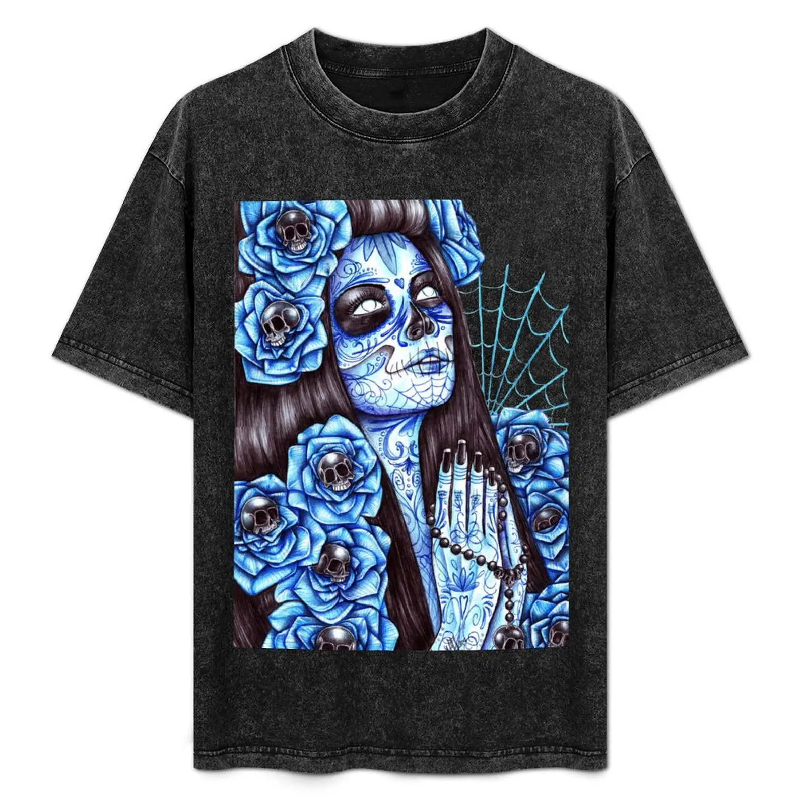 

Day of the Dead Blue T-Shirt anime shirt oversize t-shirts man vintage anime shirt plus size men clothing