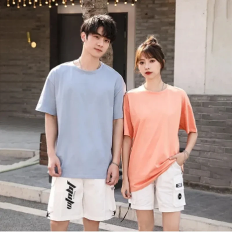 200g Summer Men's O-neck Short Sleeve T-shirt 100% Cotton Custom Print Casual Plus Size Blank Tee Compressed Man Breathable Tops