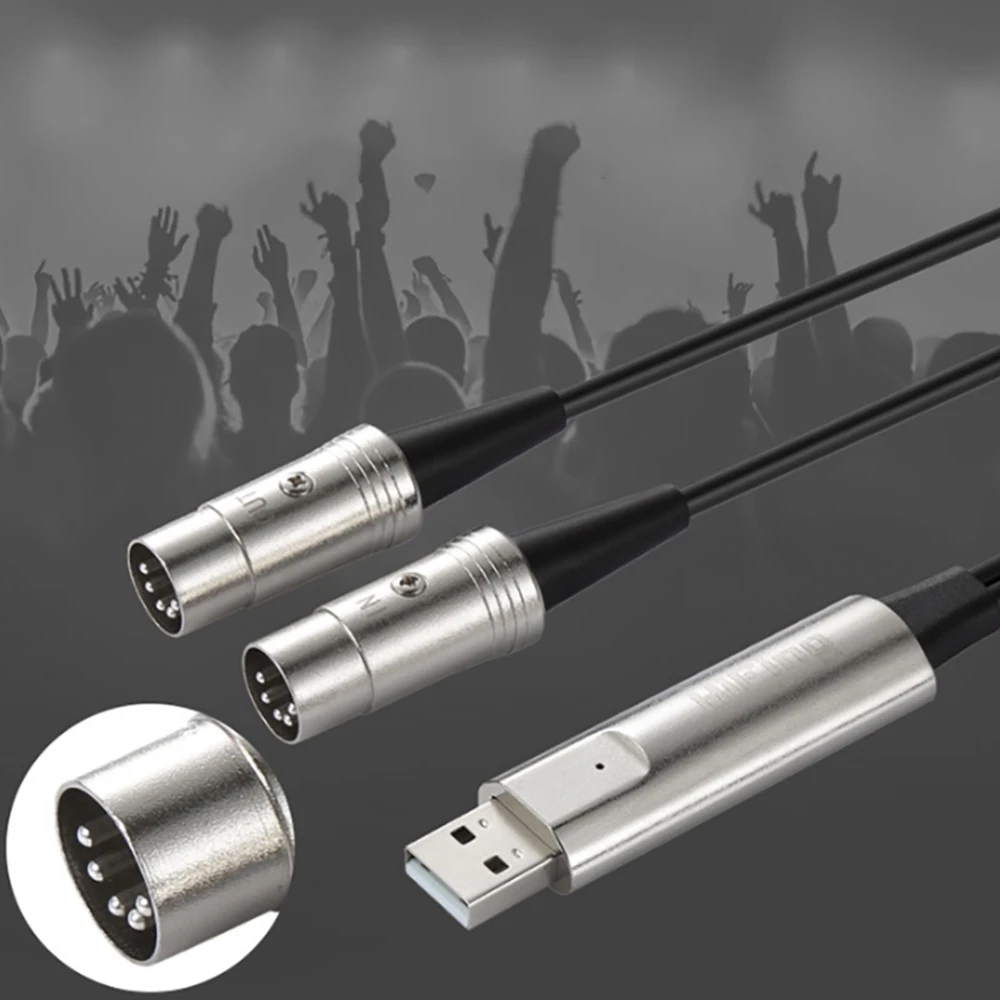DLXY HiFing USB IN-OUT MIDI Cable One in One Out Interface 5 Pin Line Converter PC to Music Keyboard Adapter Cord