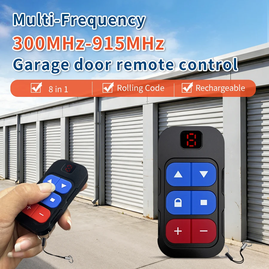 300-915MHz 8 in 1 Garage Door Remote Control 433MHz 868MHz 8CH Multi-frequency Garage Remote Copy Duplicator Code Transmitter