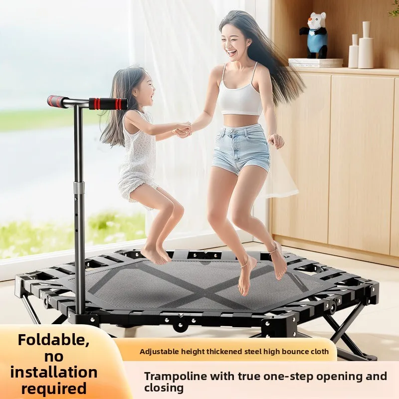 The Latest Trampoline Household Foldable Fitness Trampoline Adult Children Indoor Jumping Bed Family Rubbing Bouncing Bed