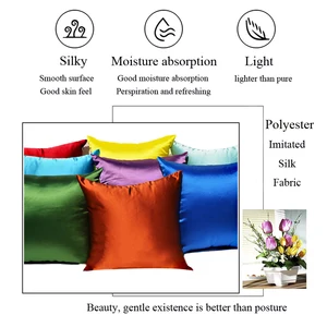 Imitated silk pillow 100% satin pillow cover 50x50 solid pillowcase 60x60cm home decor for sofa chair 45x45 40x40 smooth Main Main Sales Capant Cushion 40x40 - №6