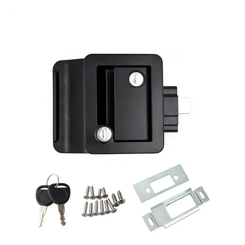 Black RV Door Lock Replacement Upgraded RV Door Latch with Paddle  For Paddle Deadbolt Fits Camper Travel Trailer Horse