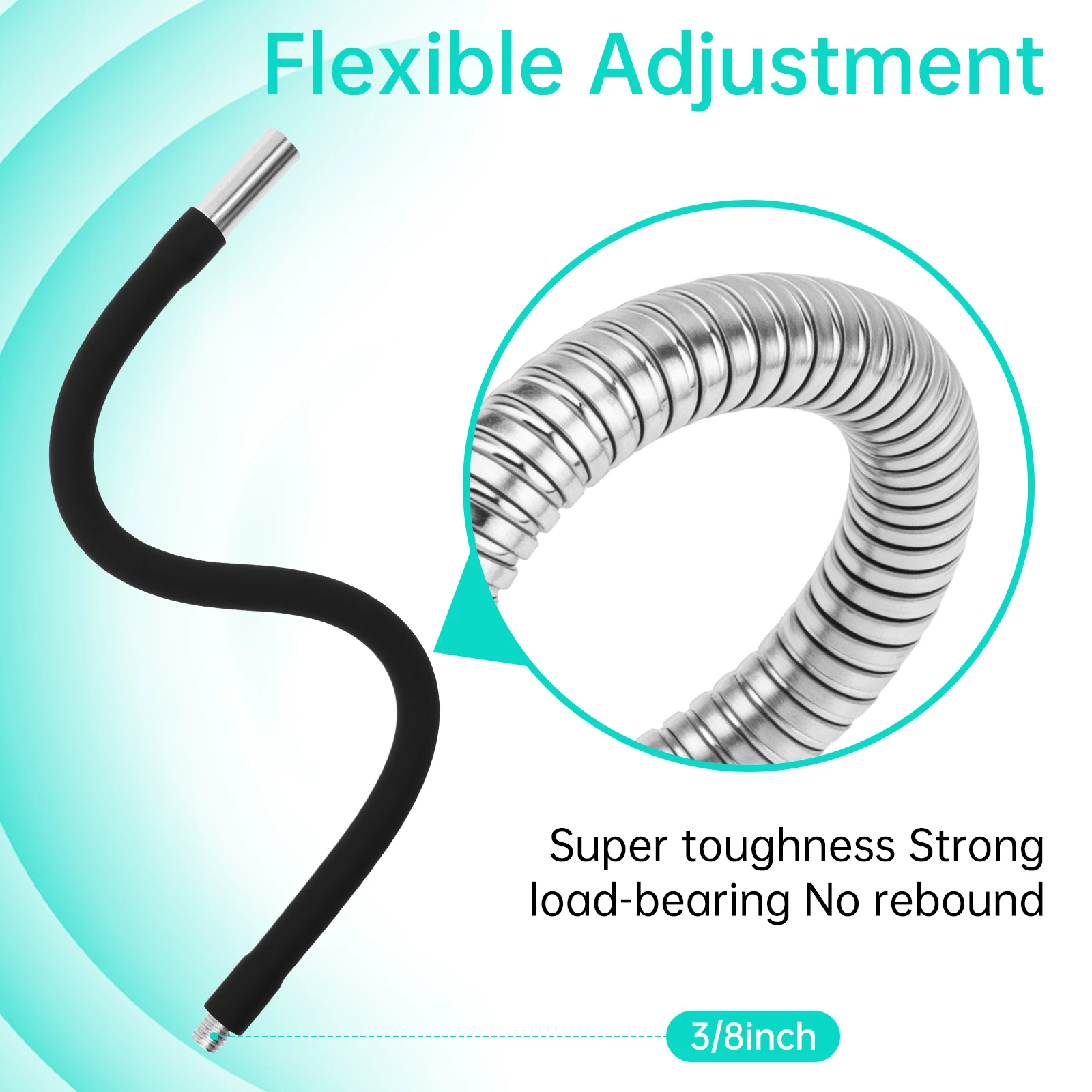 Fotografia 3: Microfone flexível de 13 polegadas, tubo de pescoço de ganso, suporte para telefone, microfone de mesa, luzes de vídeo led, tripé de microfone masculino 3/8