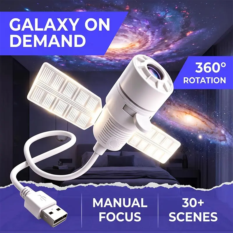 USB Star Galaxy Projector Night Light Soft Glow Dynamic Ocean Star Projection Lamp LED Light for Bedroom Car Interior Decor