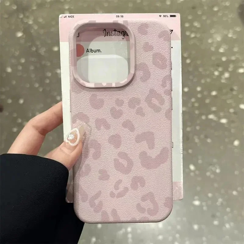 Pink Black Leopard Lichee leather pattern Phone Case For Oppo Realme 15 P3X 14 13 12 11 9 9i C75 C63 C55 C35 C30 Pro Plus 4G 5G