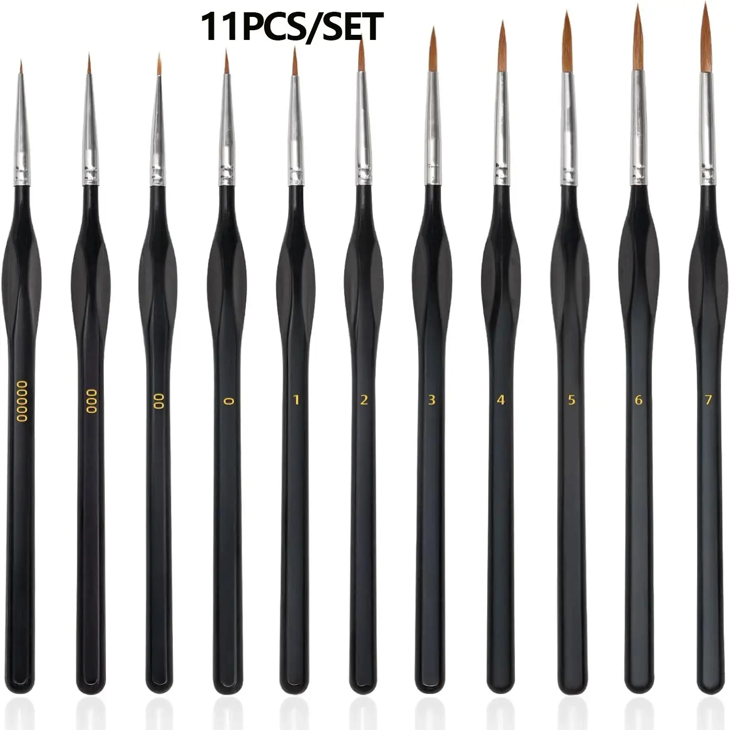 11Pcs/Set Fine Tip Paint Brush Set for Acrylic, Models, Mini Miniature Detail , Nylon Hair Thin Extra Fine Paint Brushes