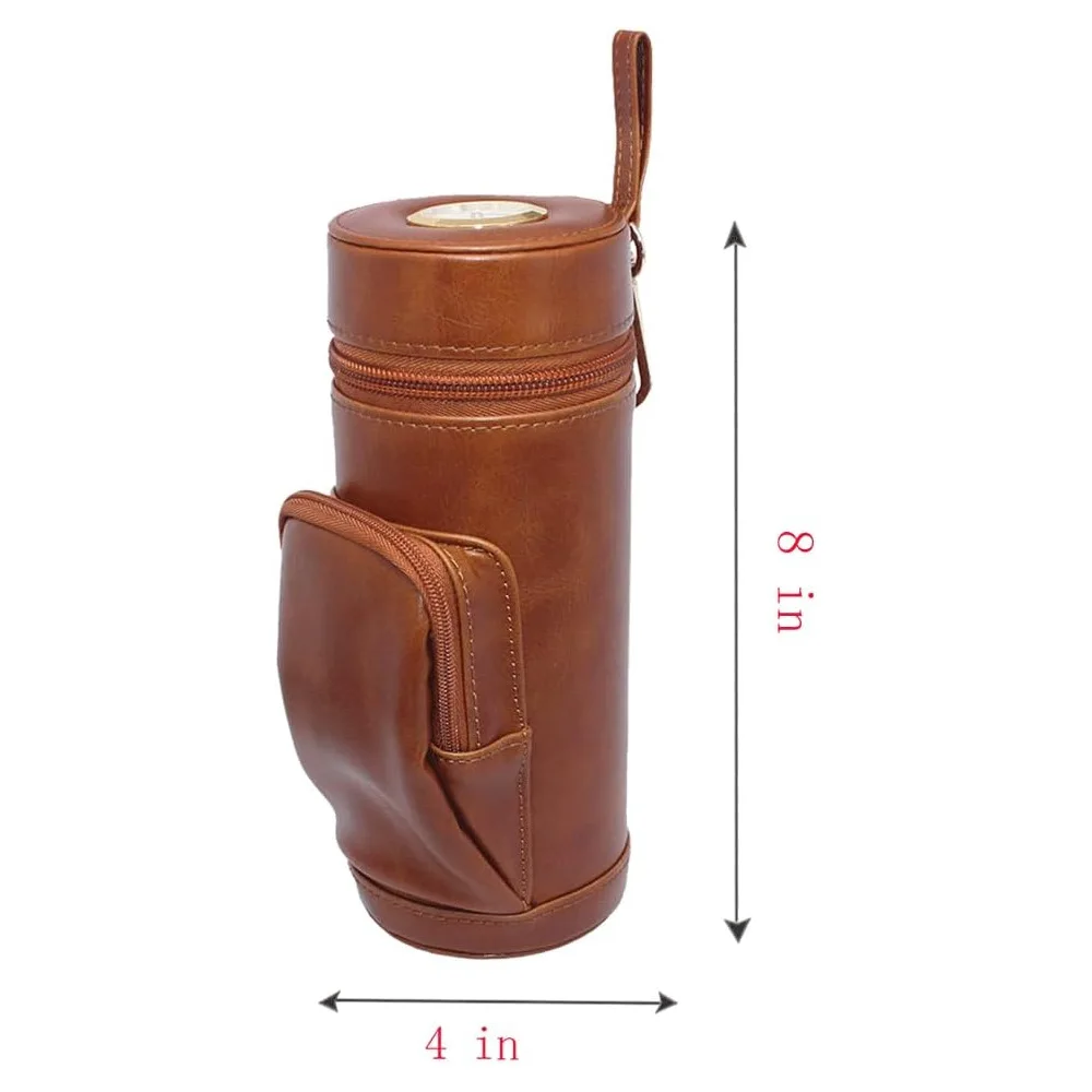Ultra-convenient humidor, cedar wood lining, pack of 5 cigars, mechanical thermometer, cowhide, stone durable and non-fading view 4