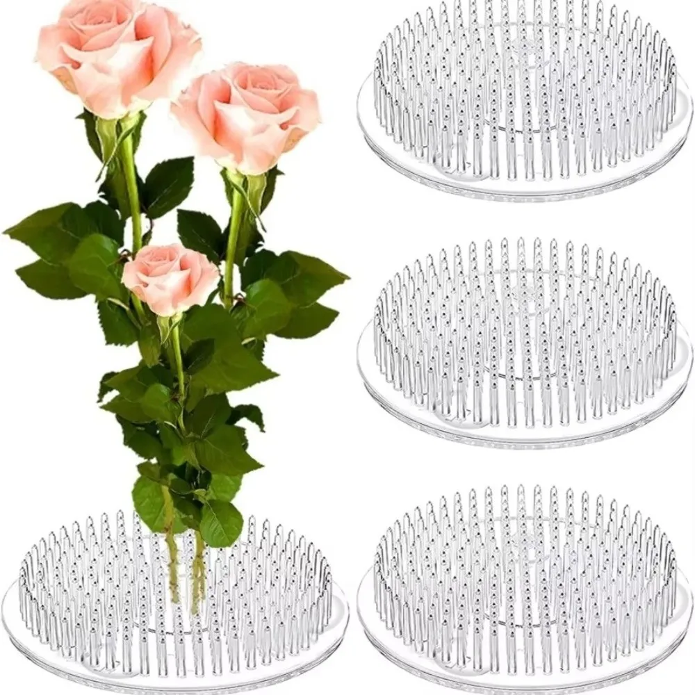 Suction Cup Round Ikebana Stem Holder Dense Spike Structure Fixed Base Flower Art Fixing Base Transparent Floral Fixing Bracket