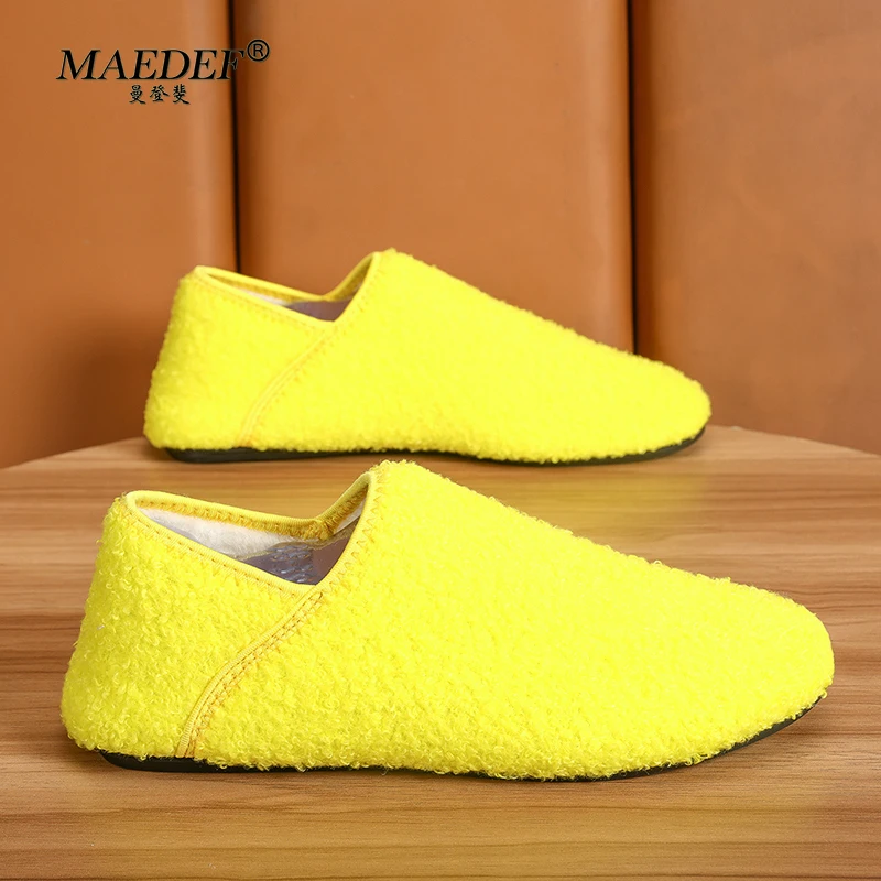 MAEDEF Winter Pluche Warme Heren Slippers Zachte Slides Indoor Slaapkamer Flats Thuis Antislip Schoenen voor Vrouwen in Winter Koppels Schoenen